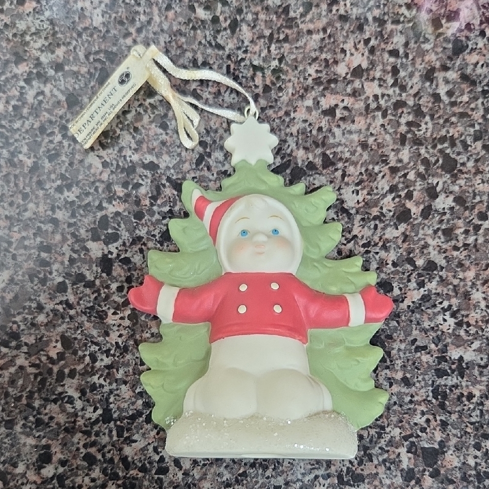 Christmas Tree Ornament with Child in Red Outfit